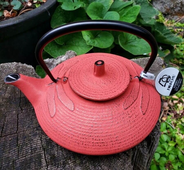 Red Cast Iron Teapot Tea Pot Dragonfly Vintage Asian Style Cool Heavy