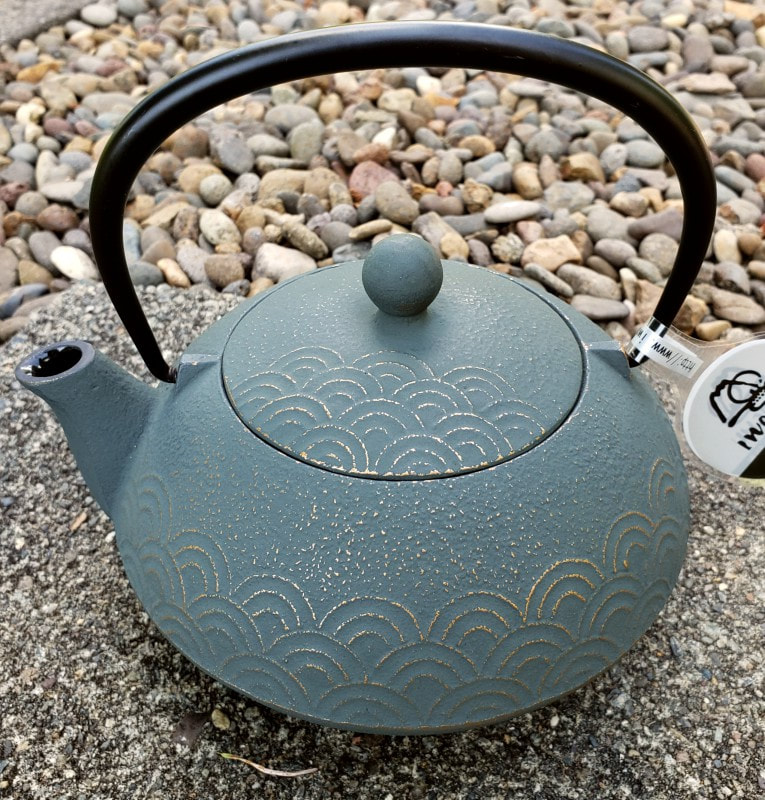 Blue Floral Cast Iron Teapot